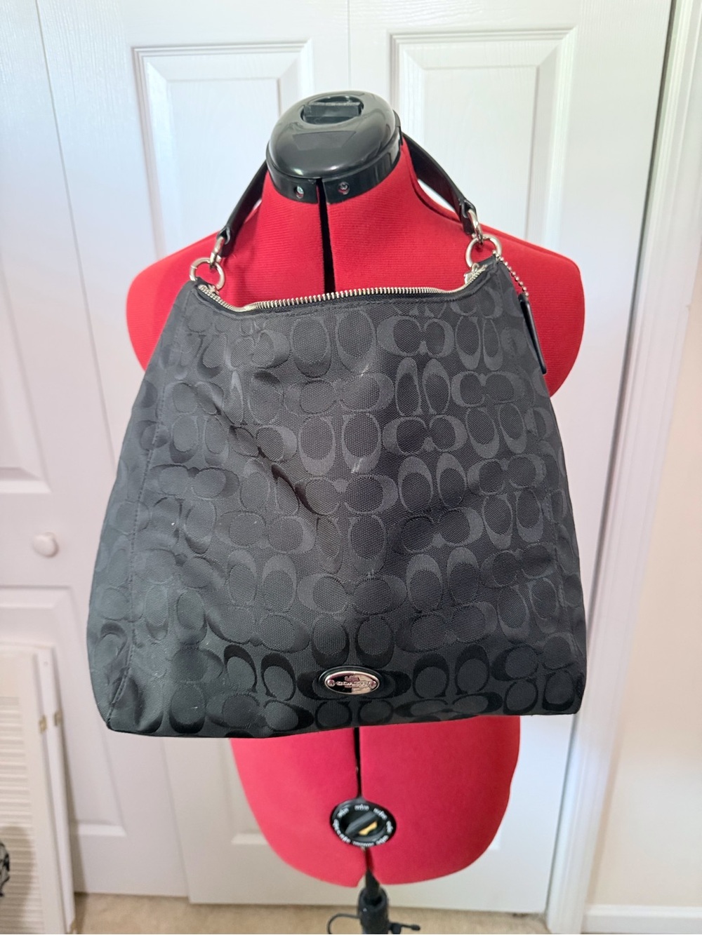 Coach Black Signature Shoulder Hobo Bag